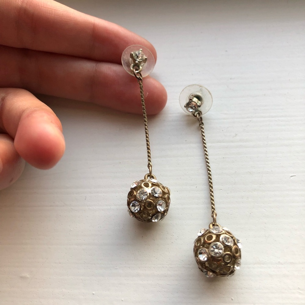 Stunning vintage gold & diamond drop ball earrings - Picture 4 of 7